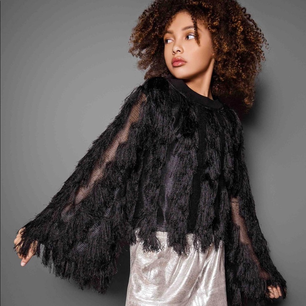 MIA New York: Black Fringe Knit Top
